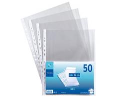 Lot de 50 pochettes perforées 24x32 en plastique - Pochettes transparentes Maxi format - Bord renforcé - Fabriqué en France