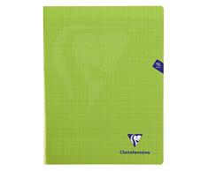 Clairefontaine 353361C - Un cahier piqué Mimesys 96 pages 24x32 cm 90g grands carreaux, couverture polypro (plastique), Vert