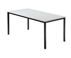 Hammerbacher Table de conférence avec pieds carres (160 x 80 cm), couleur gris et noir