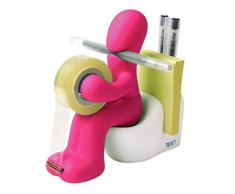 Le Butt Station Fournitures de Bureau - Dévidoir de Ruban Amusant - Porte Accessoires de Bureau Rigolo et Sympa avec Rouleau de Ruban, Trombones, Notes Adhésives et Stylo Inclus - (Rose)