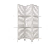 Atmosphera Le Depot BAILLEUL - Paravent Bois 3 étagères Blanc