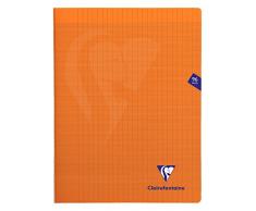 Clairefontaine 383361C - Un cahier piqué Mimesys 96 pages 24x32 cm 90g grands carreaux, Couverture polypro Orange