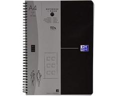 OXFORD Cahier Office Essentials A4 Petits Carreaux 180 Pages Reliure Siprale Couverture Carte Noir