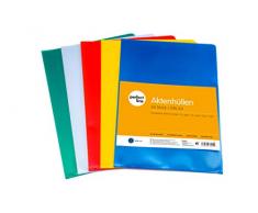 perfect line 50 pochettes coin colorées, format A4, 5 couleur, ouverture en coin, pochette à rabat plastique, pochette classeur, idéales pour protéger papiers et documents, chemise transparente