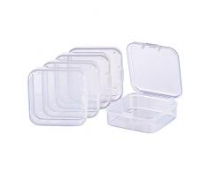 BENECREAT Paquet de 18 boîtes de Rangement carrées avec Pochette en Plastique Transparent et couvercles à Rabat pour des Petits Objets, des pilules, des Herbes, Une Petite Perle et des Bijoux