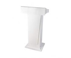 JenLn Podium présentation Plancher en Bois Massif Permanent Parlant Lutrin avec Deux Étagères Grande Base Piédestal (Color : White, Size : 58x43x117cm)