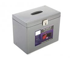 Pierre Henry Ref. 040011 Boîte de classement métal 5 dossiers suspendus Onglets et intercalaires Argent A4 37 x 22 x 29 cm (Import Royaume Uni)