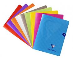Clairefontaine Metric 293751AMZC Cahier grands carreaux sans spirales avec couverture polypropylène 17 x 22 cm Couleurs Assortis Lot de 9