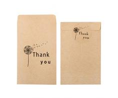 50pcs Pochette Petit Sac Papier en Kraft Sachet Courses Alimentaires Mini Cadeau Enveloppes Papier Vintage + 60pcs Autocollants pour Semences Bonbons Baptême Mariage Fête