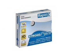 Rapid Agrafes en fil robuste Strong N°23, Longueur 15 mm, 1000 Agrafes, Agrafe jusqu’à 170 feuilles, Fil galvanisé, 24870200