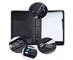 Aibecy Porte-documents A4 PU cuir Bloc-notes avec archiver et fermeture éclair avec de nombreux compartiments et fente multifonction Business Porte-documents conférencier Portefeuille