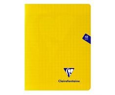 Clairefontaine 343751C - Un cahier piqué Mimesys 48 pages 17x22 cm 90g grands carreaux, couverture polypro (plastique), Jaune