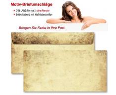 Enveloppes à motifs VIEUX PAPIER, 10 DIN LONG (110x220 mm) enveloppes sans fenêtre, avec bandes autocollantes