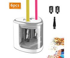 TOPERSUN Taille-Crayon Électrique pour Enfant avec Double Trous 6-12mm Alimenté par 4 Piles AA pour Dessin Bureau Classe et Famille