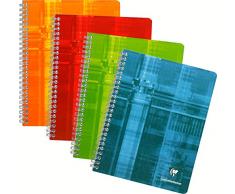 Clairefontaine 68761C - Un cahier à spirale 180 pages 17x22 cm 90g grands carreaux, couverture carte pelliculée couleur aléatoire