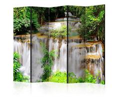 decomonkey | Paravent repliant XXL 225x172 cm | cloison pour séparer Une Piece | Impression sur Le Papier intissé 100% décoratif Opaque Foto en Bois avec Interieur Impression Foret Chute deau Nature