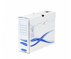 Fellowes 4460203 Boîte d'archives A4 Banker Box Basic dos de 10cm - Montage manuel Bleu/Blanc (lot de10)