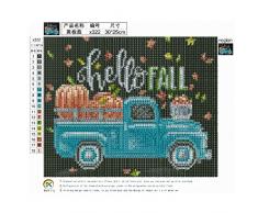 PanDaDa 25×30 Diamond Painting Dessin Tableau Noir DIY Peinture en Diamant Complet Kits Broderie au Point de Croix Décoration Murale de Maison Bureau Hôtel Restaurant Bar - Citrouille dans Camion
