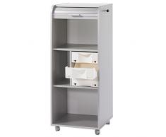 Tousmesmeubles Caisson Argent sur roulettes à Rideau n°2 Taille M - CAROU - L 48 x l 48 x H 117 - Neuf