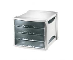 Esselte Intego Bloc de Classement, 4 Tiroirs, Transparent, Gris Fumé Translucide, 28453