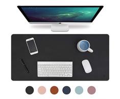 Knodel Pad de Bureau, Tapis de Bureau, Tapis en Cuir dunité Centrale de 40cm x 80cm, Tapis de Portable, Tableau décriture étanche pour Bureau et Maison, Double Face (Noir/Noir)