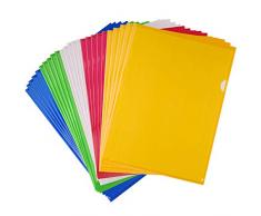 FEPITO 25 Pcs A4 Zip Document Dossier Pochette Flush Folders Plastique Porte documents Couleurs assorties