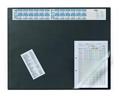 Durable 720401 Sous-main avec Rabat Transparent et Bande Calendrier Format Bureau 65 x 52 cm Noir