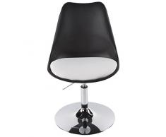 Alterego - Chaise moderne pivotante 'QUEEN' réglable en hauteur noire et blanche