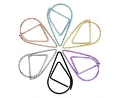 SUPVOX 100 trombones colorisés avec gouttes deau simples trombones en acier inoxydable de première qualité pour fournitures de bureau et scolaires 2 6 * 1 5 cm