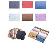 PandaHall Elite - 70 Pcs 14 Couleurs Mini Enveloppes Kraft avec Coeur Fermoir Mini Enveloppes de Papier Vierge Rétro Enveloppe dinvitation de Fête de Mariage Lettres Carte de Vœux Carte Cadeau