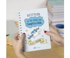 Nos pensées - Cahier A5 - Conçu avec des phrases et des dessins motivants (out est possible si tu crois en l’impossible, allez licorne!) Cadeau original pour une amie