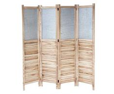 Mendler Paravent HWC-D27, cloison de séparation en Bois et métal, 170x160x2 cm