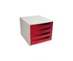 EXACOMPTA BUREAU ECOBOX Caisson 4 tiroirs Office gris/framboise transparent
