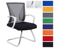 CLP Chaise oscillante Bonnie en Tissu I Chaise Visiteur avec Accoudoir Pieds Luge Dossier en Maille Charge Max. 150 kg Chaise Cantilever I Couleur: Piètement Chrome, revêtement Noir