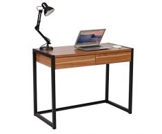 WOLTU® TSG27dc Bureau dordinateur en Bois et Acier,Table de Bureau Table de Travail PC Table avec 2 tiroirs, 100x50x76cm(LxPxH),Hêtre Foncé
