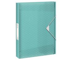 Esselte Boîte de Classement, A4, Capacité 200 feuilles, Dos 2,5 cm, Fermeture Élastique, Bleu, Colour'Ice, 626259