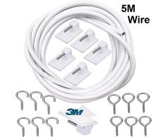 Soul hill Fil Kit Hanging Cordon avec 6 Pack Auto-adhésif, 6 Paires de Crochets et Oeillets for Net TringlerieTringlerie zcaqtajro