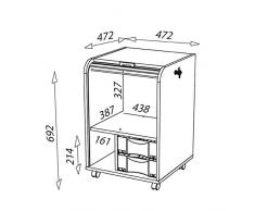 Tousmesmeubles Caisson Noir sur roulettes à Rideau n°7 Taille S - CAROU - L 48 x l 48 x H 70 - Neuf