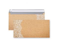 Logbuch-Verlag Enveloppes différents coloris 100 Stück Papier kraft dentelle.