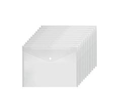 Pochettes dossier en plastique transparent A4 avec bouton à pression pour fermeture - Fournitures pour bureau, école, maison (lot de 20)