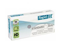 Rapid Agrafes en fil souple Standard N°23, Longueur 6 mm, 1000 Agrafes, Agrafe jusqu’à 20 feuilles, Fil galvanisé, 24869100