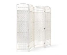 Relaxdays Paravent 4 panneaux bambou pliable protège de la lumière séparateur pièce pliant cloison mur HLP 179 x 180 x 2 cm, blanc