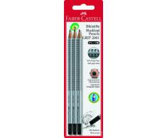 Faber Castell 117298 Lot de 3 crayons à papier GRIP 2001 HB avec gomme intégrée (Import Allemagne)