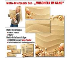20 Pièces assorties motif coquillages dans le sable-lot de 10 feuilles de papier à lettre 10 enveloppes format long sans fenêtre assorties