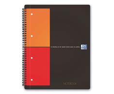 OXFORD Cahier International Notebook A4+ Petits Carreaux 5mm 160 Pages Reliure Intégrale Couverture Carte Gris