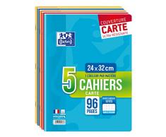 Oxford 400019501 Cahier dexercices, 24 x 32 cm, 96 pages-Lot de 5 (Couleur Aléatoires)