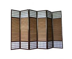 Décoshop26 Paravent 6 Panneaux Marron en Bois et Bambou 264x175 cm PAR06012