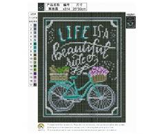PanDaDa 25×30 Diamond Painting Dessin Tableau Noir DIY Peinture en Diamant Complet Kits Broderie au Point de Croix Décoration Murale de Maison Bureau Hôtel Restaurant Bar - Life is a Beautiful Life