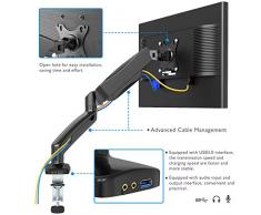 1home Mouvement Complet Bras Simple de Ressort à gaz Support de Bureau Support pour moniteurs LCD DE 13"-27"