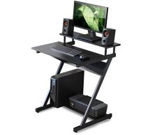 FITUEYES Bureau dOrdinateur avec Clavier Bois Noir Table décriture en Forme de Z Poste de Travail pour Bureau à Domicile 70x60x84cm CD307001WB